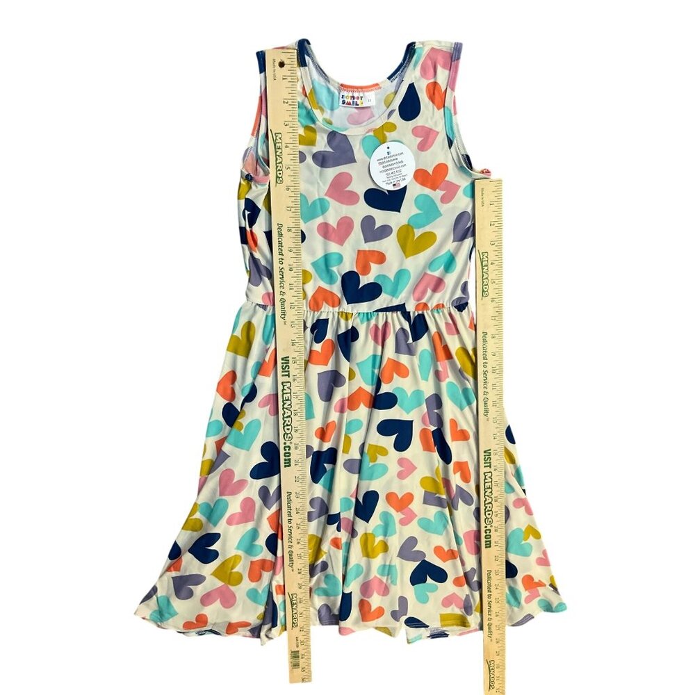 DotDot Smile Tank Dress Girls 11 NEW Multi Heart Print Sleeveless Pullover - Picture 9 of 10